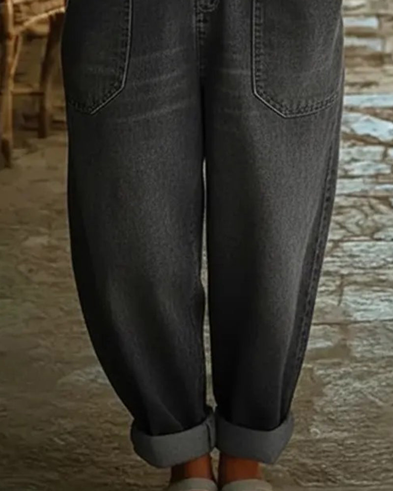 Kombinezon Swobodny Kieszeń Denim