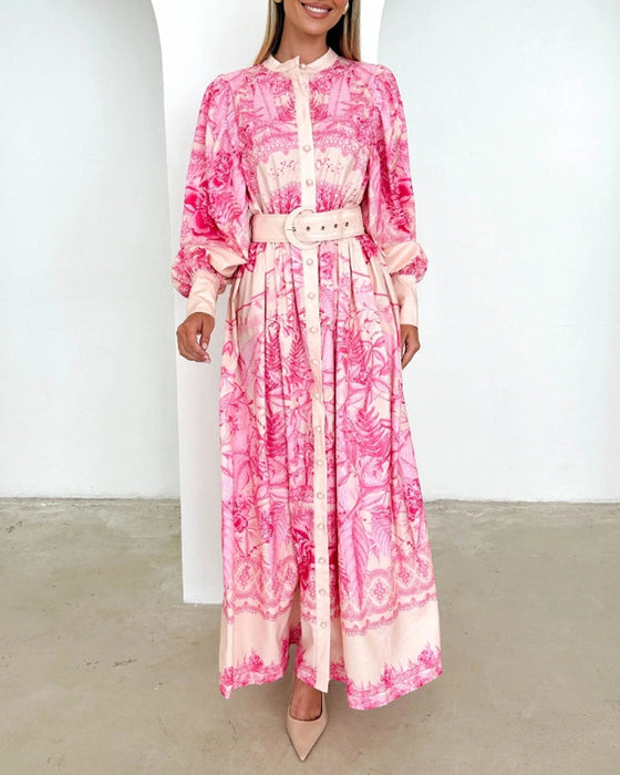 Sukienka z rękawami zapinana na guziki