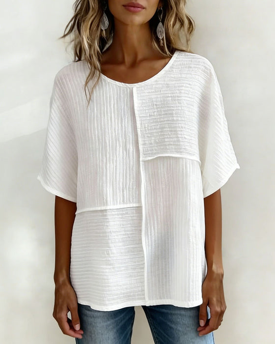 Top Pionowy Teksturowany Patchwork Luźny