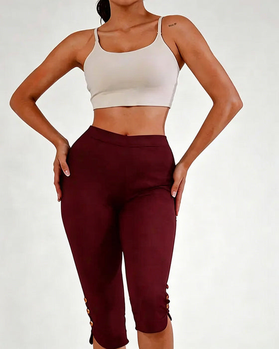 Legginsy Jednokolorowe Slim-Fit Skrócone