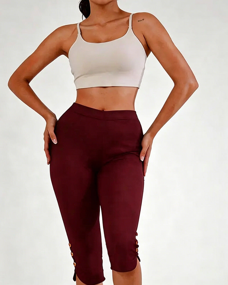 Legginsy Jednokolorowe Slim-Fit Skrócone