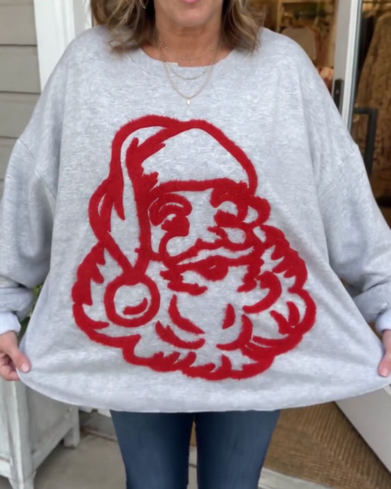 Sweatshirt Stylowy Święty Mikołaj Luźny