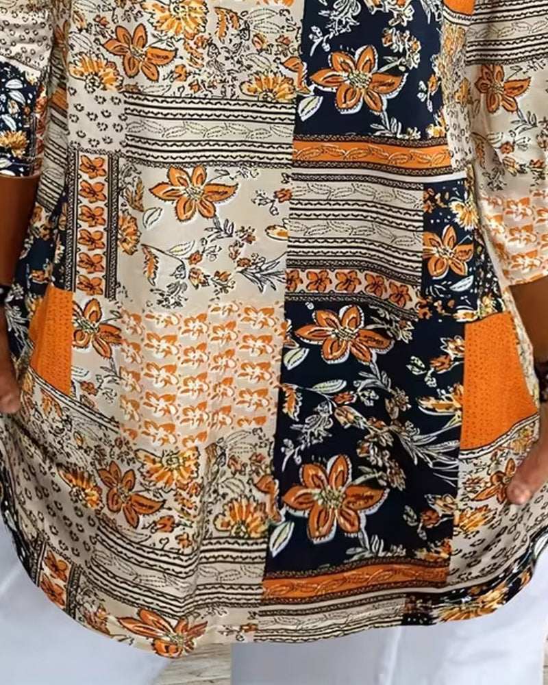 Top Vintage Kwiatowy Nadruk