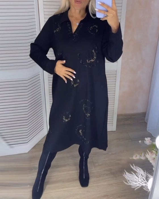 Sukienka midi z długim rękawem