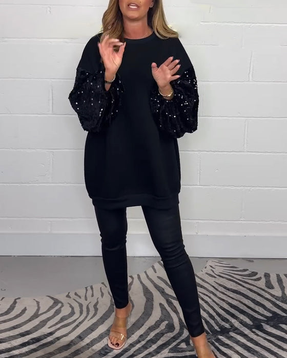 Bluza z długim rękawem i okrągłym dekoltem