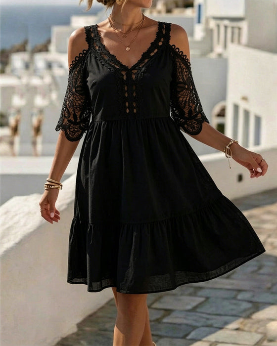 Sukienki Koronka Off-Shoulder Warstwowy Krótki