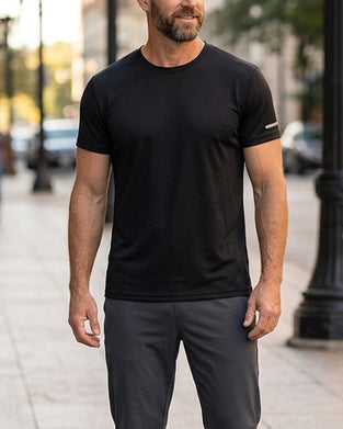 Męski T-Shirt Jednokolorowy Krótki Rękaw Sportowy