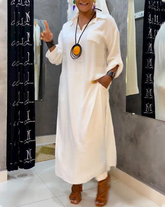 Sukienka z kieszeniami w jednolitym kolorze