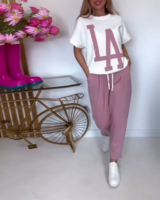 Ustaw Casual Letter Print Sports