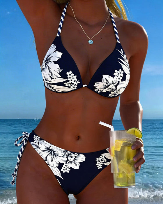 Bikini Prosty Seksowny Halter Dekolt