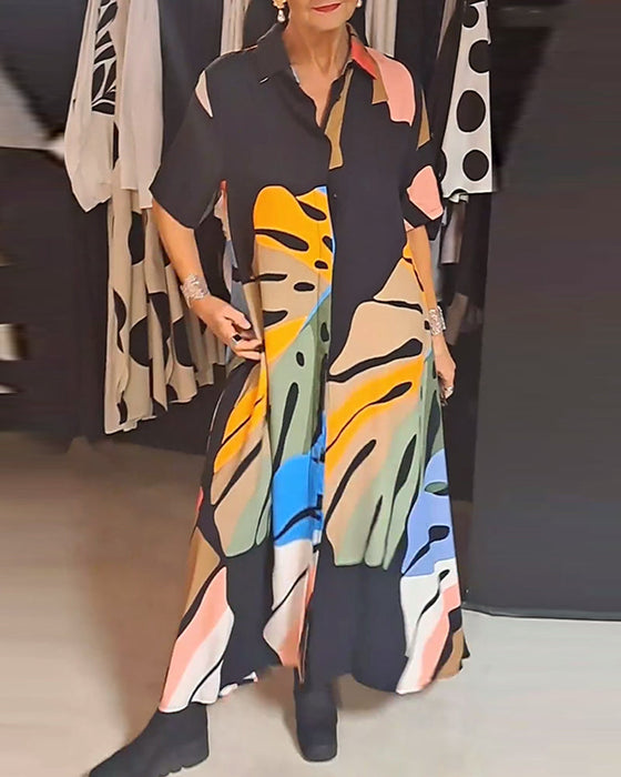 Swobodna sukienka z nadrukiem