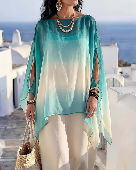 Bluzka Off-Shoulder Sheer Kontrast