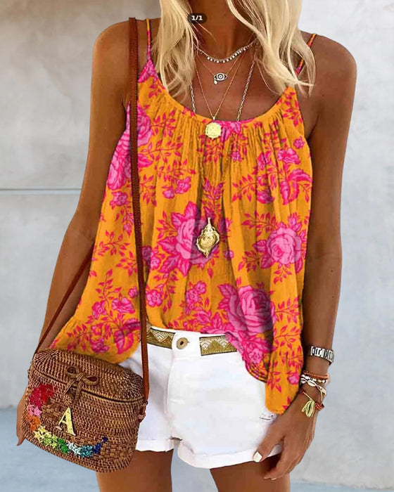 Tank Top Camisole Z Nadrukiem Casual