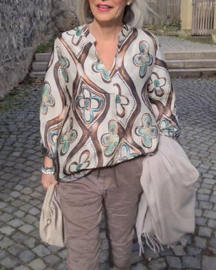 Bluzka w stylu retro z długim rękawem