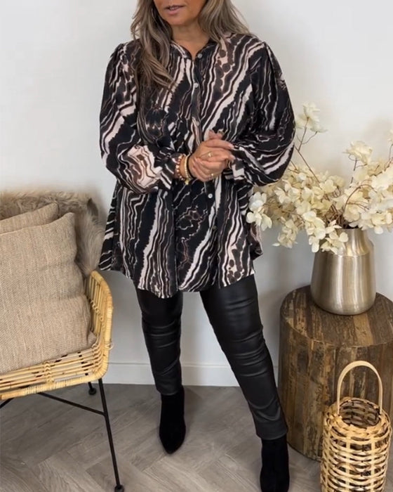 Bluzka w stylu retro z długim rękawem