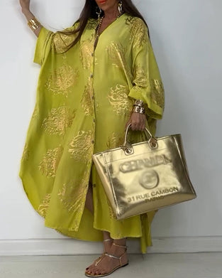 Sukienka z długim rękawem zapinana na guziki