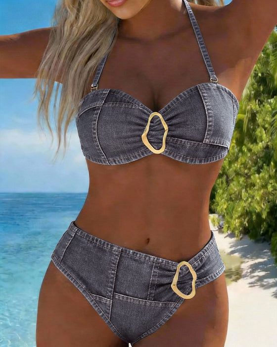 Bikini Podwiązka Metalowa Klamra Dwuczęściowy