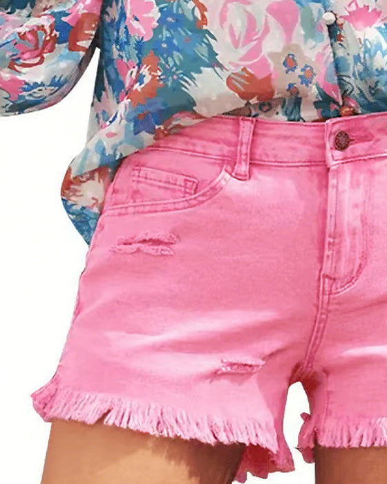 Szorty Surowe Wykończenie Denim
