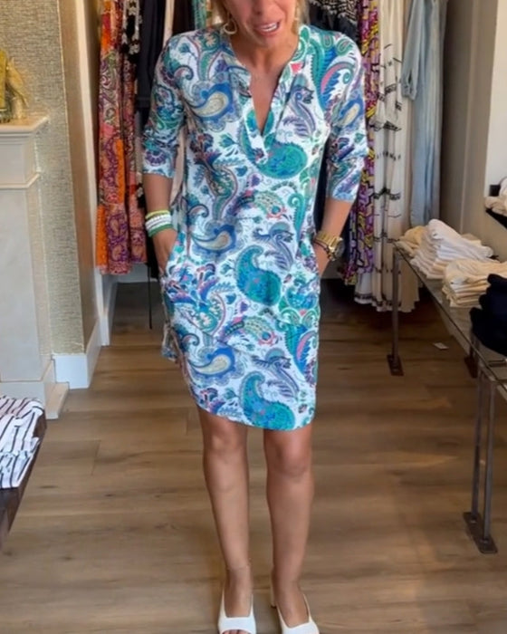 Sukienka z rękawami 3/4 i kieszeniami