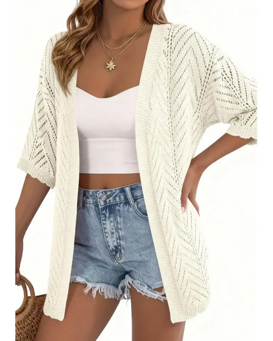 Cardigan Wycięcie Luźny Otwarty