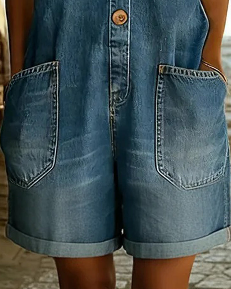 Kombinezony Z Casualowymi Szortami Z Denimu