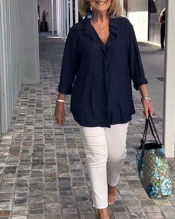 Luźna bluzka w jednolitym kolorze