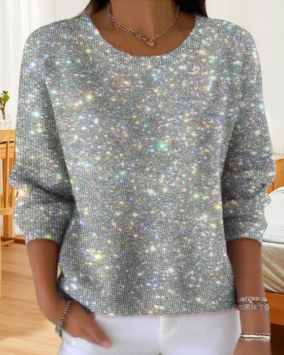 Casual Bluza Z Okrągłym Dekoltem