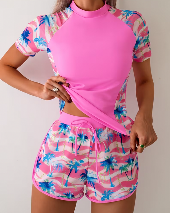 Tankini Kostium Kąpielowy Krótki Rękaw Surfing