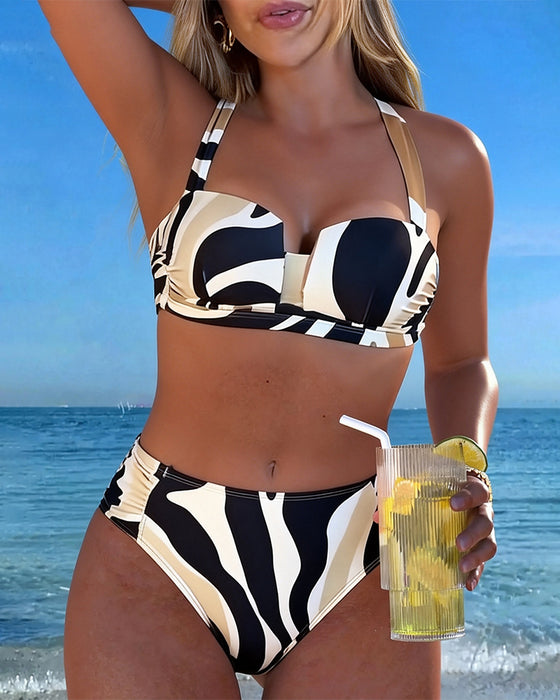 Bikini Wakacyjny Z Nadrukiem Zwierząt Bez Fiszbiny