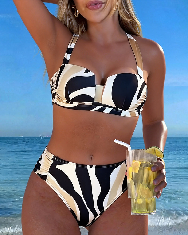 Bikini Wakacyjny Z Nadrukiem Zwierząt Bez Fiszbiny