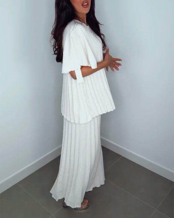 Luźne komplety plisowane w jednolitym kolorze