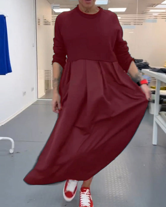 Luźna sukienka maxi w jednolitym kolorze