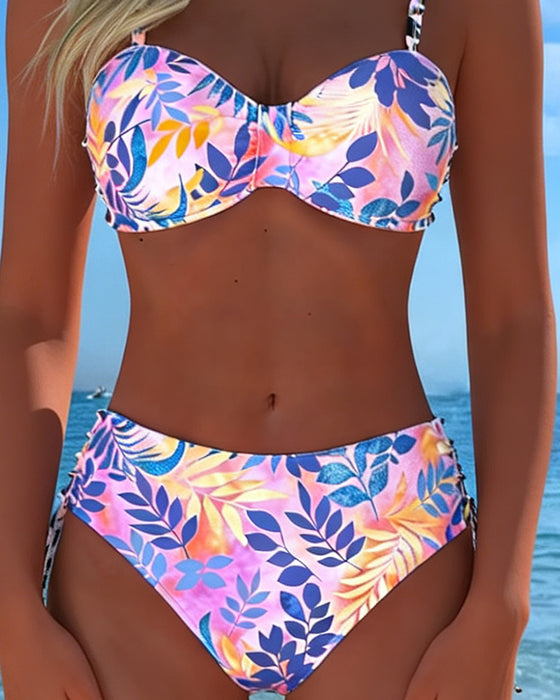 Bikini Bralette Liść Nadruk