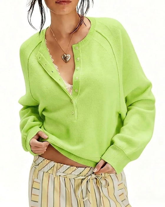 Pullover Kołnierz Henley Dzianinowy