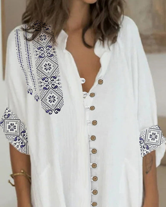 Sukienka z rękawami 3/4 i guzikami