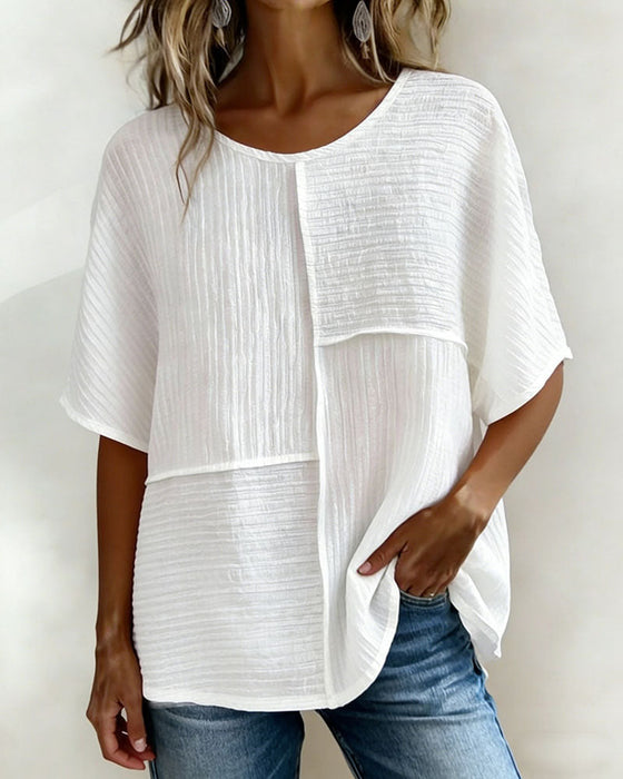 Top Pionowy Teksturowany Patchwork Luźny