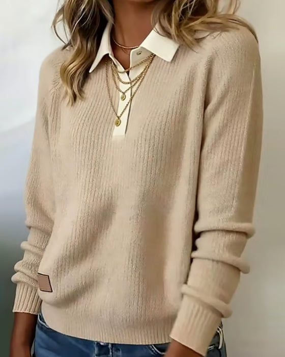 Sweter Z Klapami W Stylu Patchwork