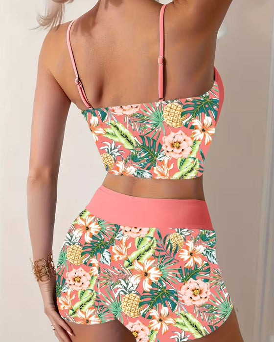 Bikinis Ananas Kwiatowy Spódnica Dwuczęściowy
