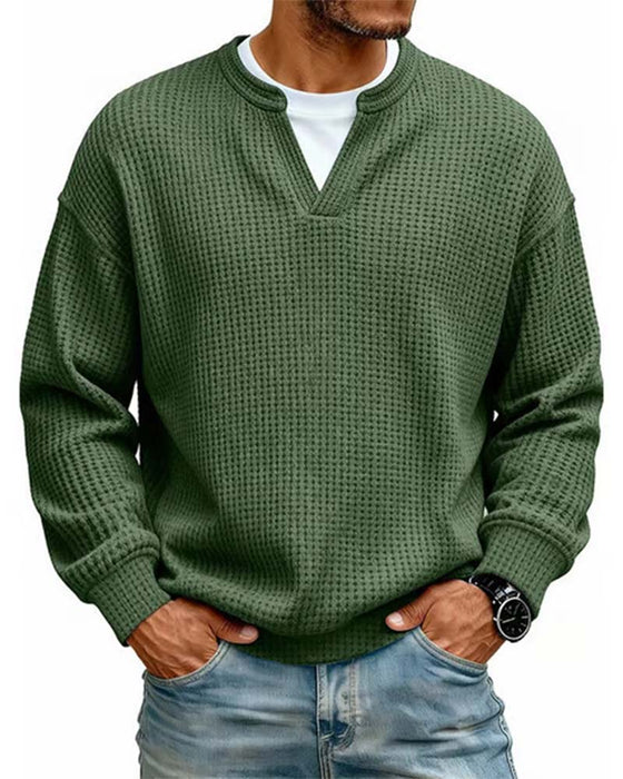 Sweatshirt Męski Okrągły Dekolt Sztuczna Warstwowość