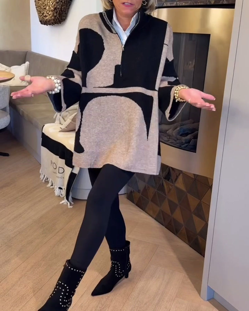 Sweter Z Półzamkiem I Modnym Stójkowym Kołnierzem