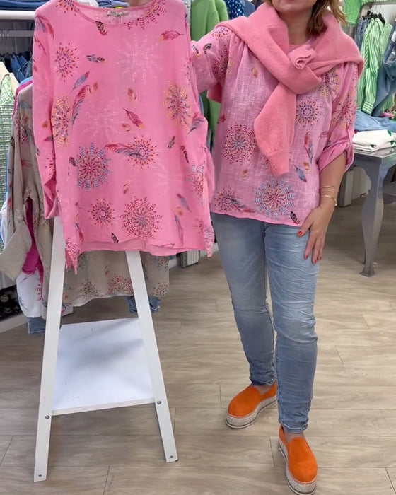 T-Shirt Długi Rękaw Drukowany