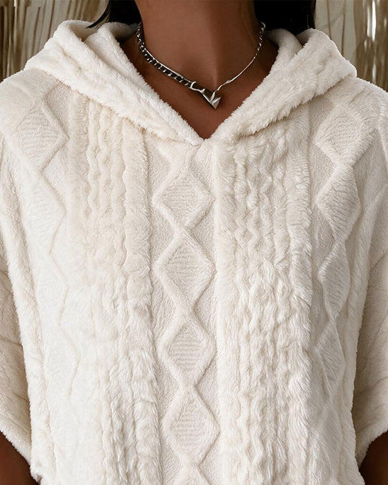 Hoodie Z Kapturem Długość Do Łokcia Rękaw Luźny Argyle