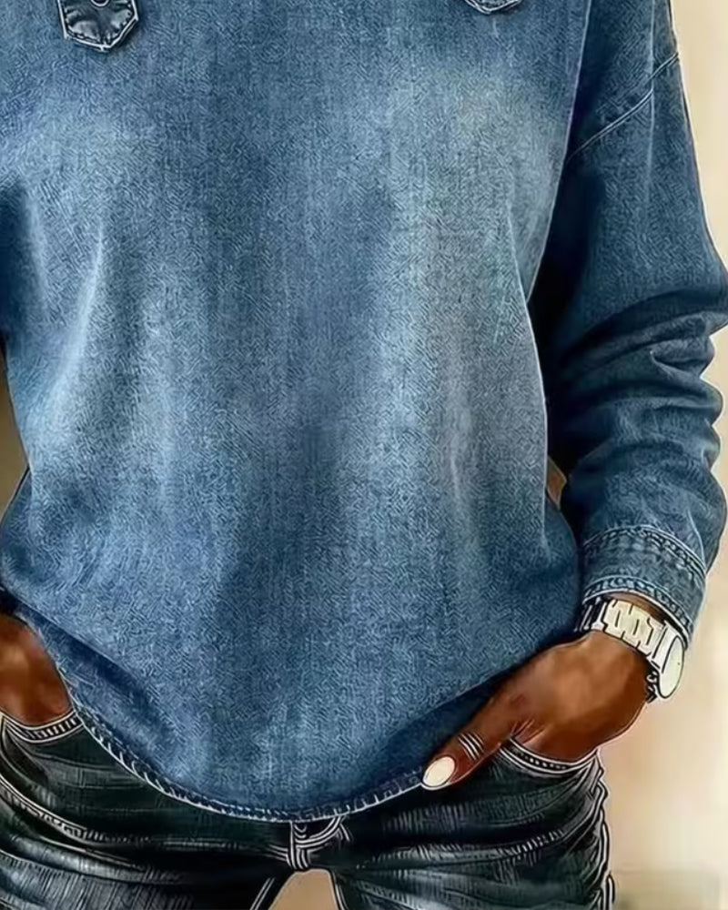 Bluzka Ramiączko Spaghetti Off-Shoulder Denim Metalowy Guzik