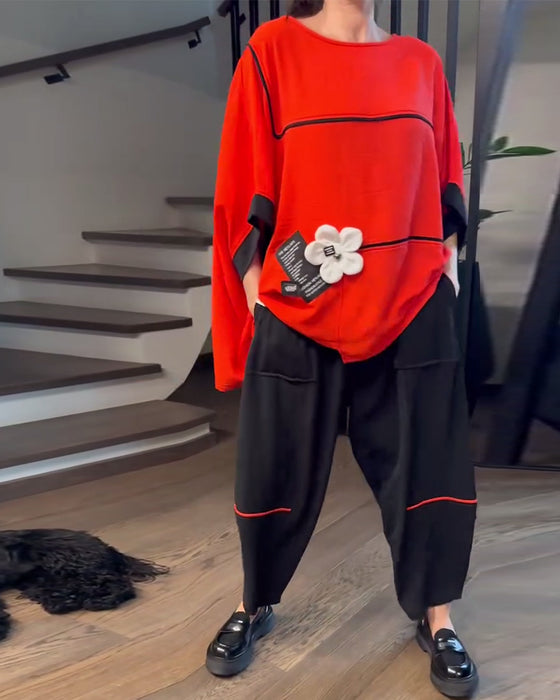 Zestaw Luźne Bloomers Casual Color-Blocking