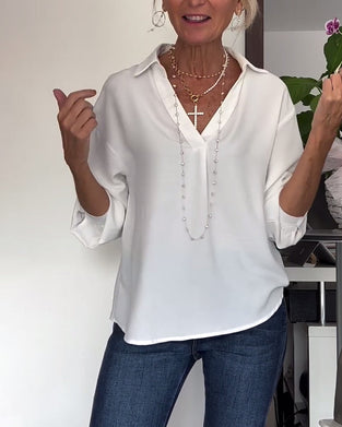 Bluzka z długim rękawem i guzikami w jednolitym kolorze