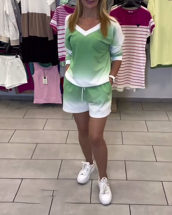 Zestaw Długi Rękaw V-Dekoltu Gradient Sportowy