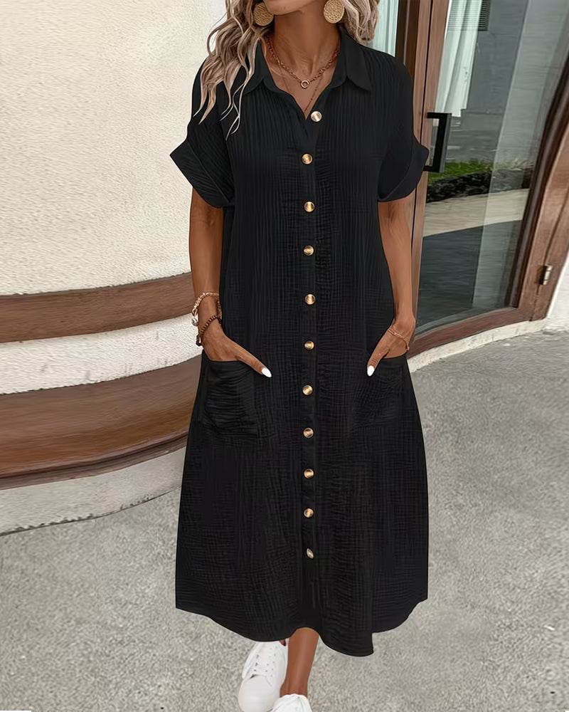 Sukienka Styl Koszulki Polo Kieszeń