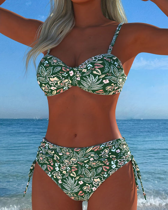 Bikini Kwiatowy-Rozdzielony String