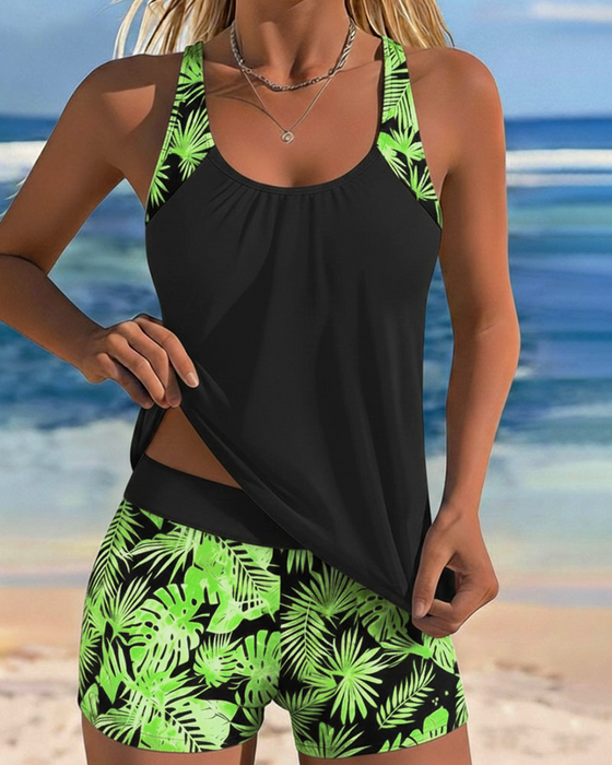 Tankini Bezrękawkowy Tank Top Prostokątne Wycięcie