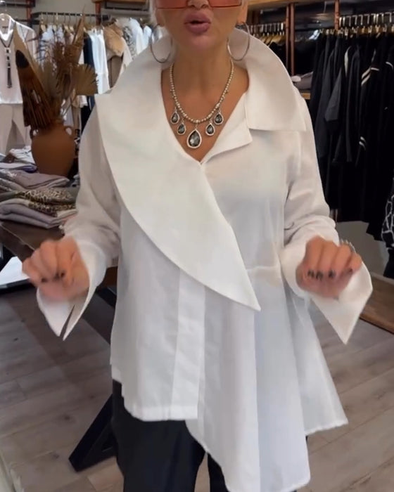 Koszula Nieregularny Kołnierzyk Jednolita